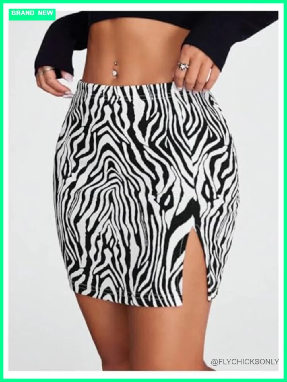 Solid Split Hem Zip Back Mini Workwear Skirt